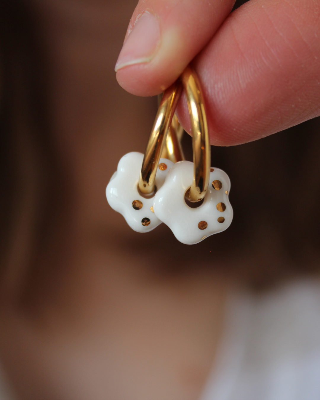 Porcelain Flower Earrings - White