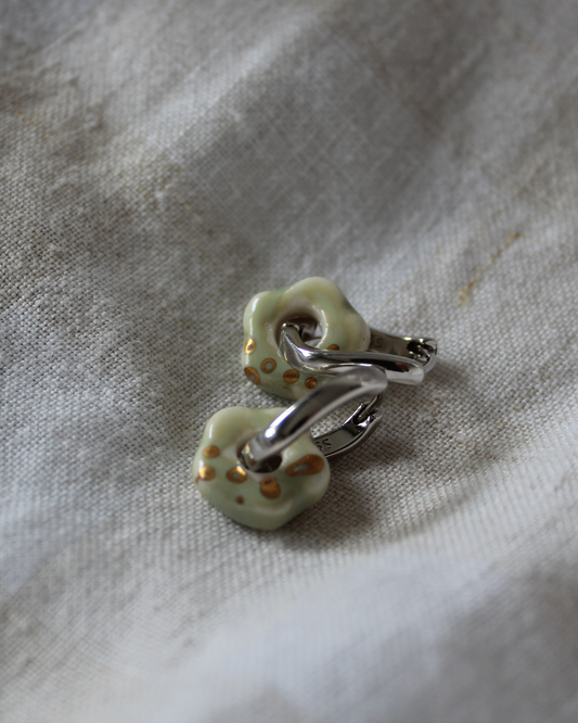 Porcelain Turqouise Flower Earrings