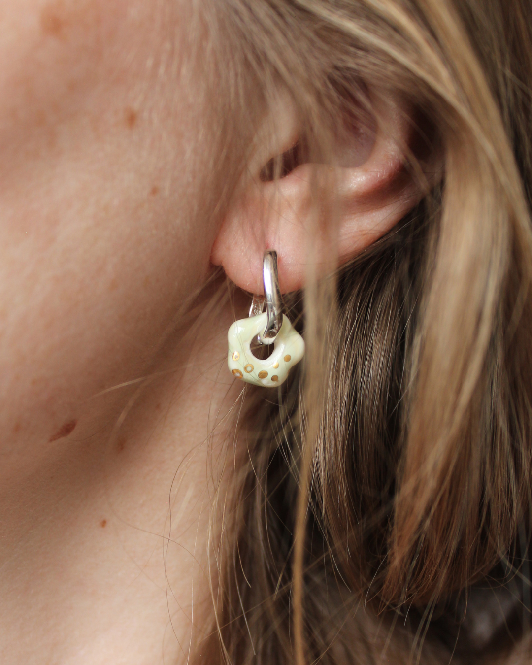 Porcelain Turqouise Flower Earrings