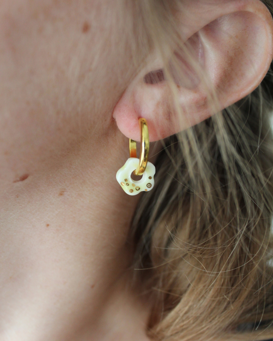 Porcelain Flower Earrings - Yellow