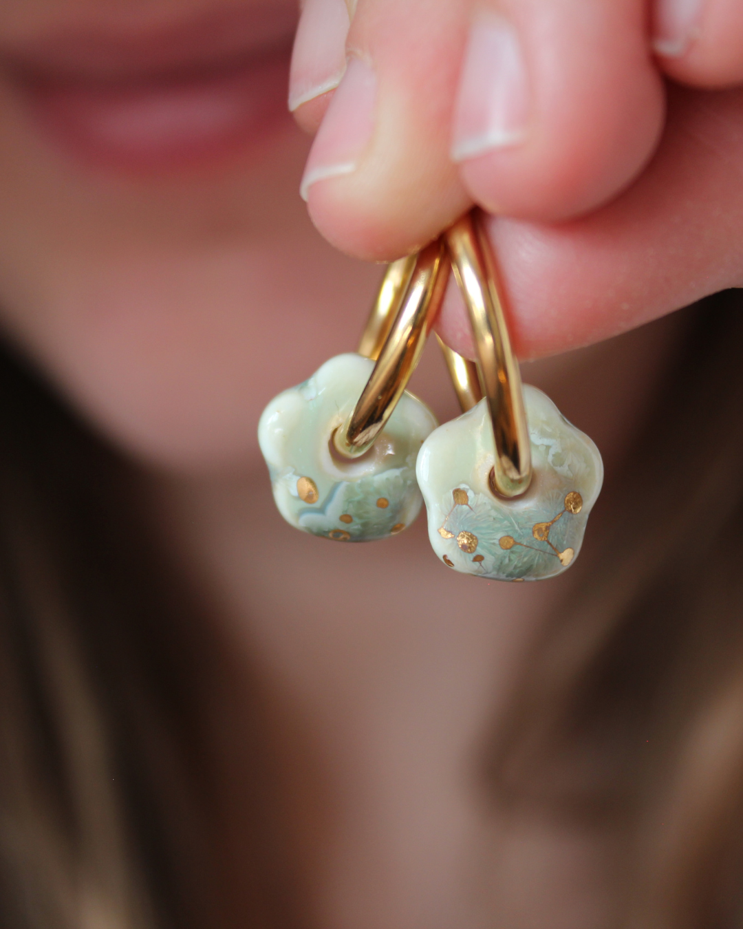 Porcelain Flower Earrings - Turqouise