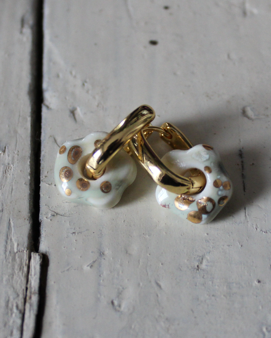Porcelain Flower Earrings - Turqouise