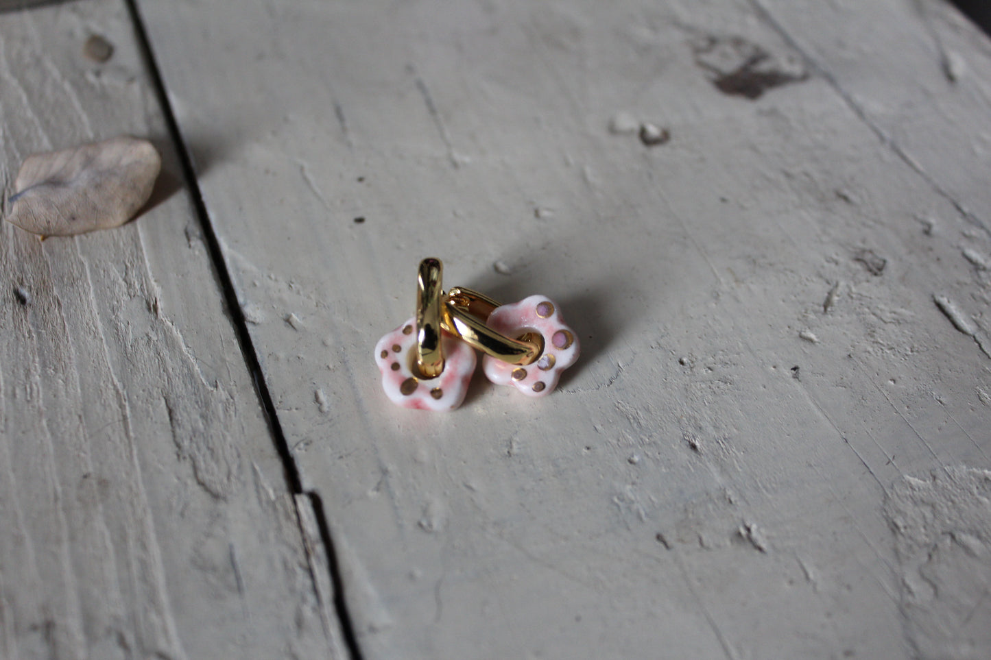 Porcelain Flower Earrings - Pink