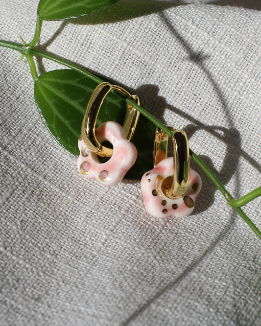 Porcelain Flower Earrings - Pink