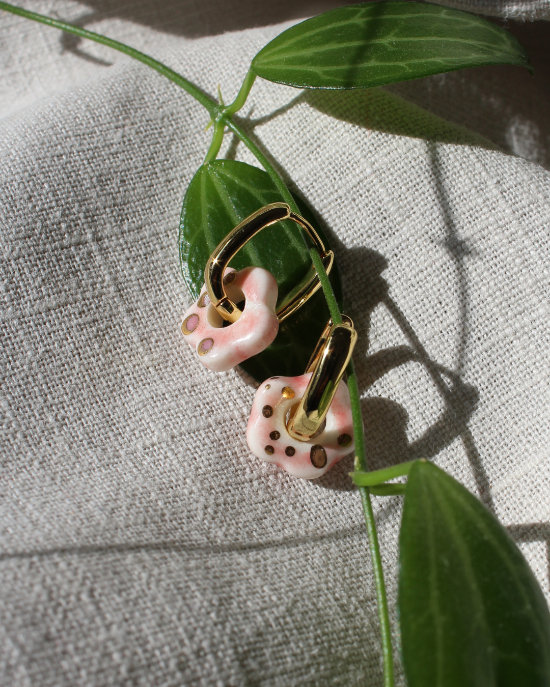 Porcelain Flower Earrings - Pink