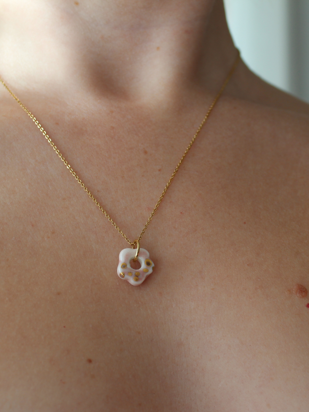 Pink Porcelain Flower Necklace