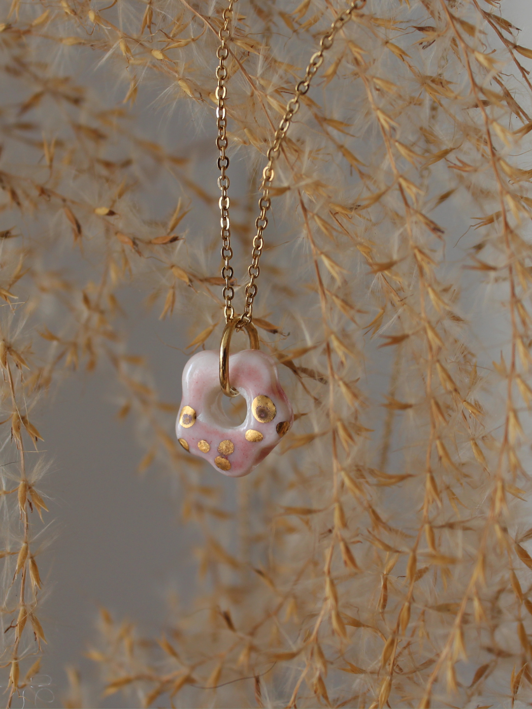 Pink Porcelain Flower Necklace