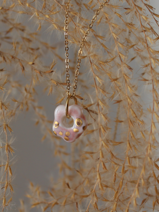 Pink Porcelain Flower Necklace
